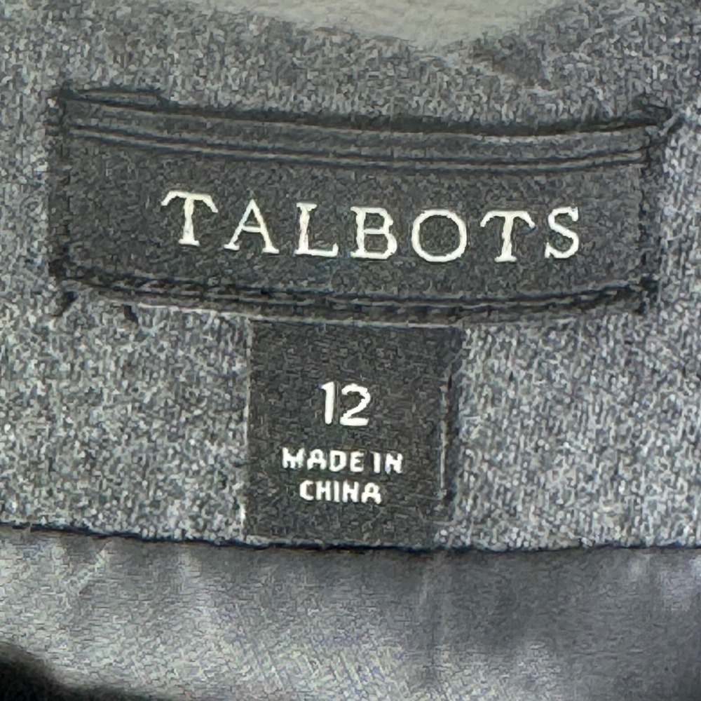 Talbots Womens Wool Sheath Dress Gray Ruffle Neck Sleeveless 12 Career Office - Picture 4 of 13